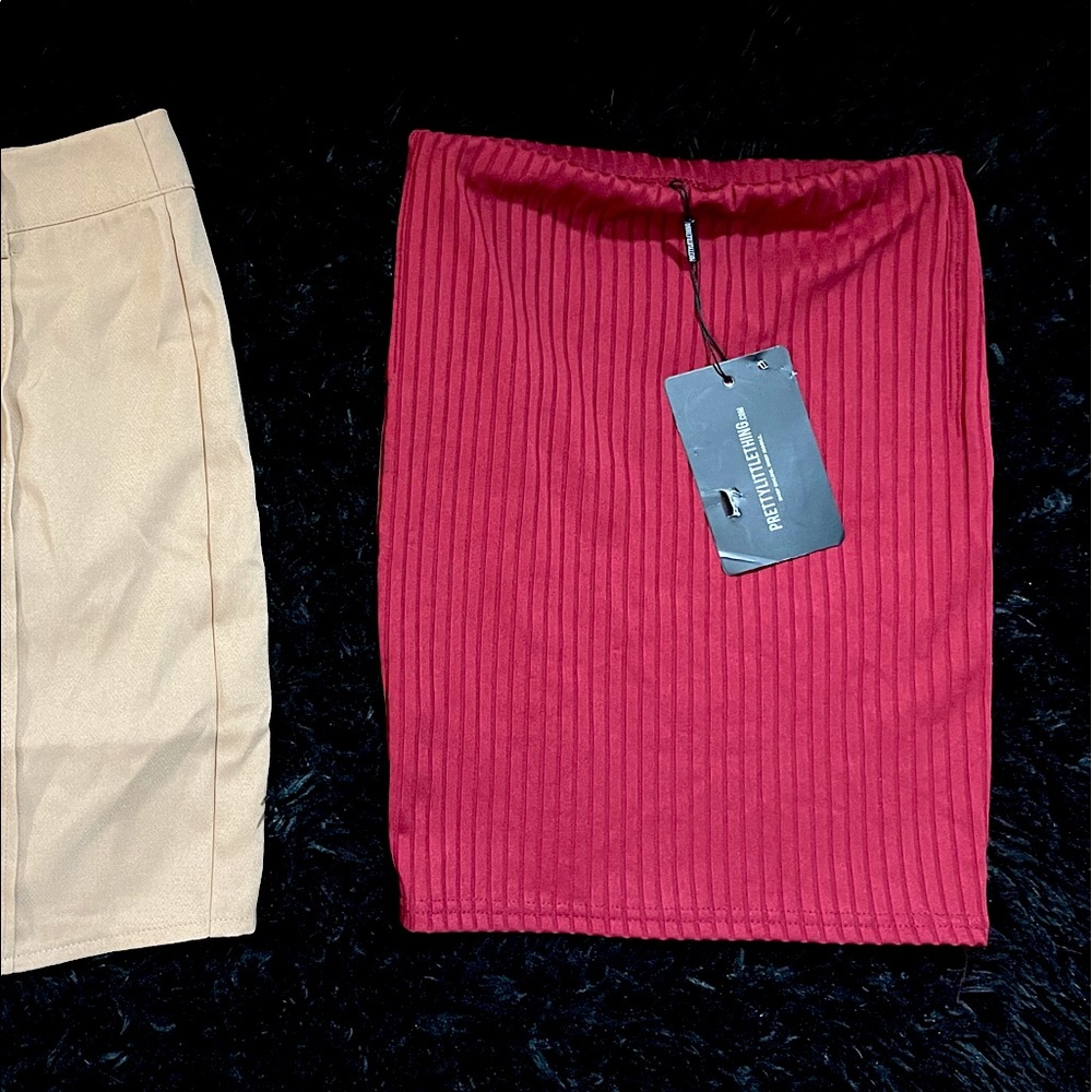 Prettylittlething Burgundy Skirt